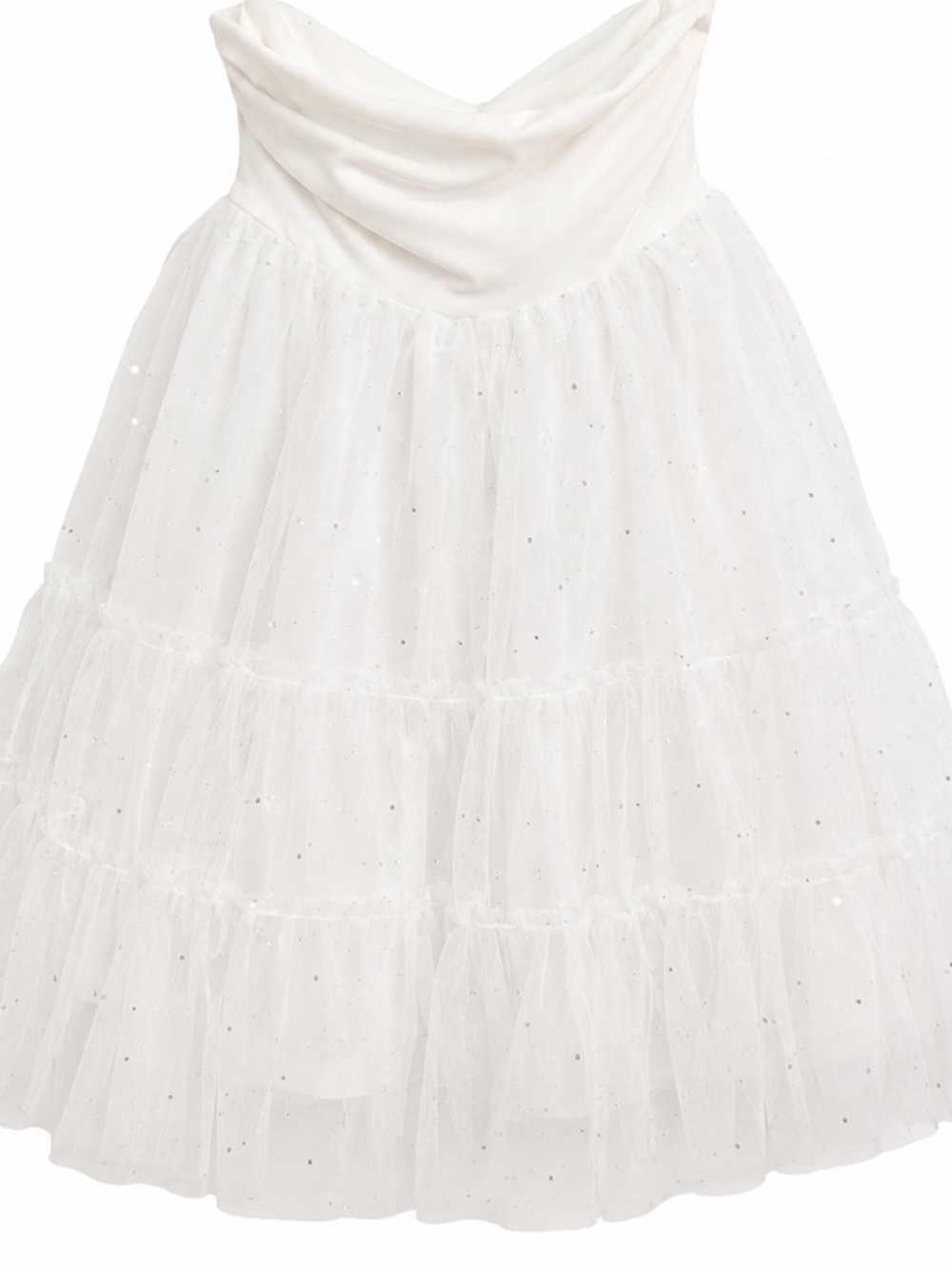 Altar'd State White Glitter Tulle Mini Dress